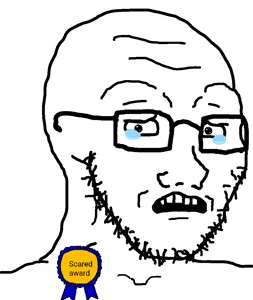 soyak, soyak (concerned), 1soyjak, award, bald, black eyes, concerned, crying, eyebrows, forehead lines