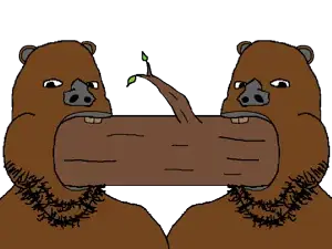 gapejak, blowjob gapejak, 2soyjaks, animal, animal ears, bald, beaver, black eyes, brown fur, brown skin