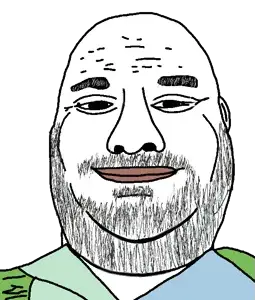 unknown, 1soyjak, bald, beard, black eyes, blue shirt, chin, closed mouth, clothes, double chin