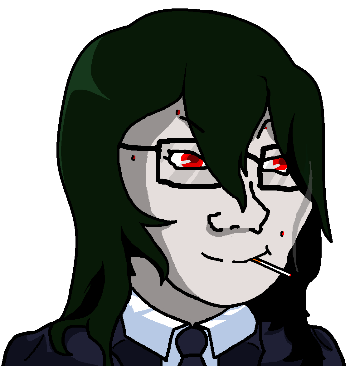 teru mikami, soyak, female soyak, femjak, 1soyjak, black hair, cigarette, closed mouth, clothes, female