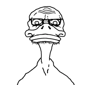donald duck, scary nigar, unknown, 1soyjak, bald, beak, bill, black eyes, closed mouth, duck