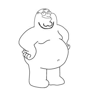 peter griffin, griffinjak, useful soys, 1soyjak, bald, belly, belly button, black eyes, chin, closed mouth