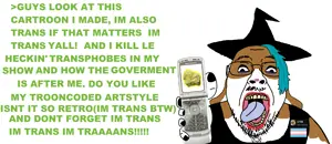 bernd, troonjak, animal, blue hair, brimstone, bunny ears, flip phone, fur, glasses, greentext