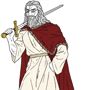 chudjak, muscular chud2, 1soyjak, almost full body, beard, bible, black eyes, buff, cape, christianity