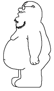 peter griffin, griffinjak, sidejaks, 1soyjak, bald, belly, belly button, black eyes, chin, closed mouth