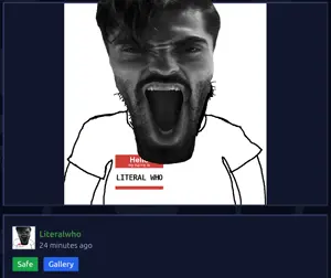 gigachad, gigayell, markiplier soyjak, science lover, 1soyjak, angry, beard, black eyes, black hair, blue background