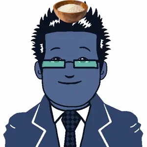 2ch, 2channel, blue, blue skin, bowl, closed mouth, clothes, ear, glasses, hair