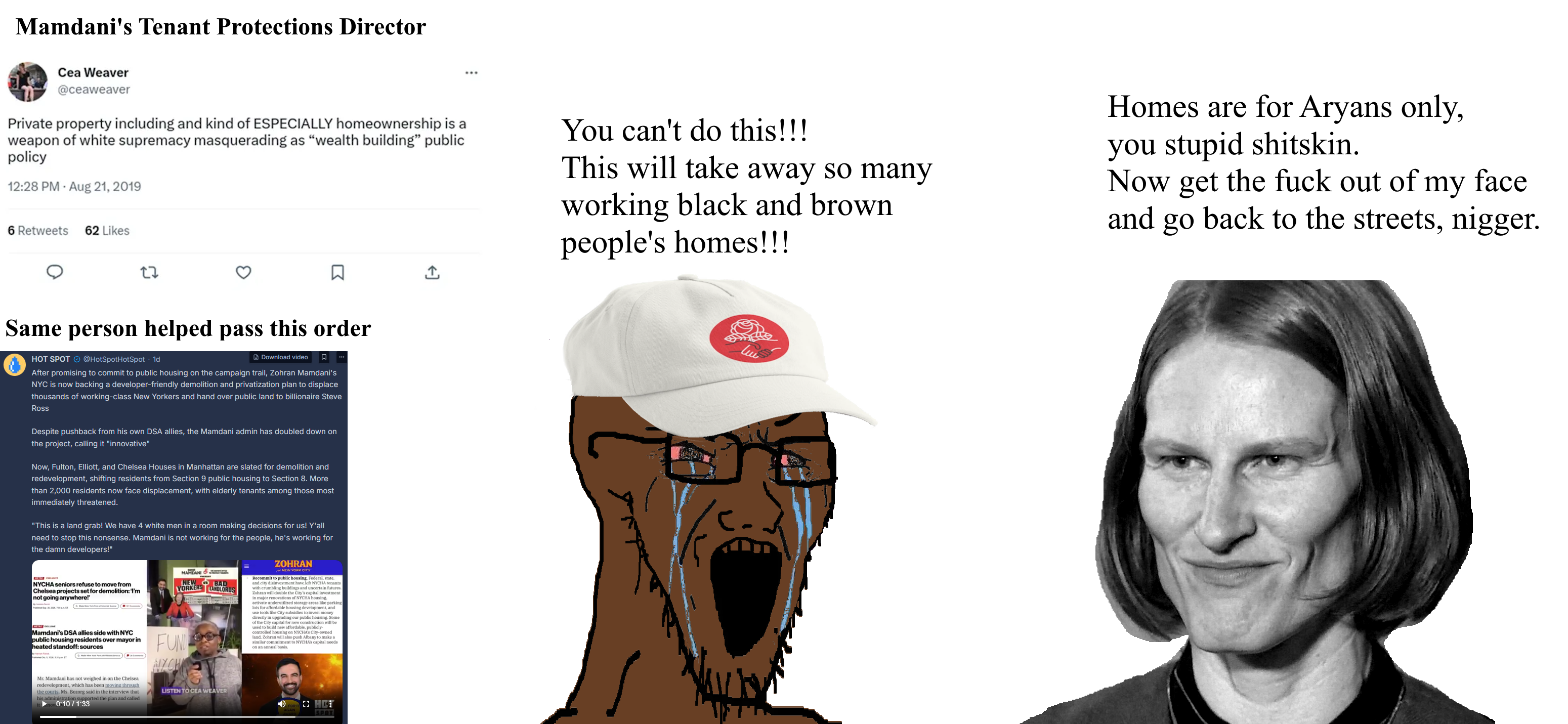 soyak, gigachaded, 1soyjak, bloodshot eyes, brown skin, clothes, crying, hat, looking to the left, looking to the right