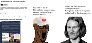 soyak, gigachaded, 1soyjak, bloodshot eyes, brown skin, clothes, crying, hat, looking to the left, looking to the right
