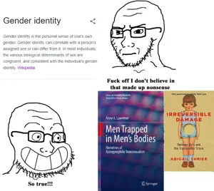 soyak, so true!, soyak (irritated), 2soyjaks, bald, black eyes, book, closed mouth, comic, gender dysphoria