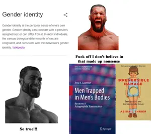 gigachad, gigachaded, angry, beard, book, buff, closed eyes, gray skin, hair, leaking