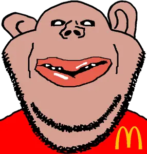 impish soyak ears, impish amerimutt, impish amerimutt front, impish front3, amerimutt, 1soyjak, bald, black sclera, brown skin, chin