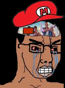 chudjak, 1soyjak, angry, black background, black hair, brown skin, clothes, crying, enraged, grand theft auto vi