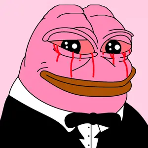 pepe, blood on face, bloodshot eyes, closed mouth, clothes, looking at you, no beard, open eyes, pink skin, portrait