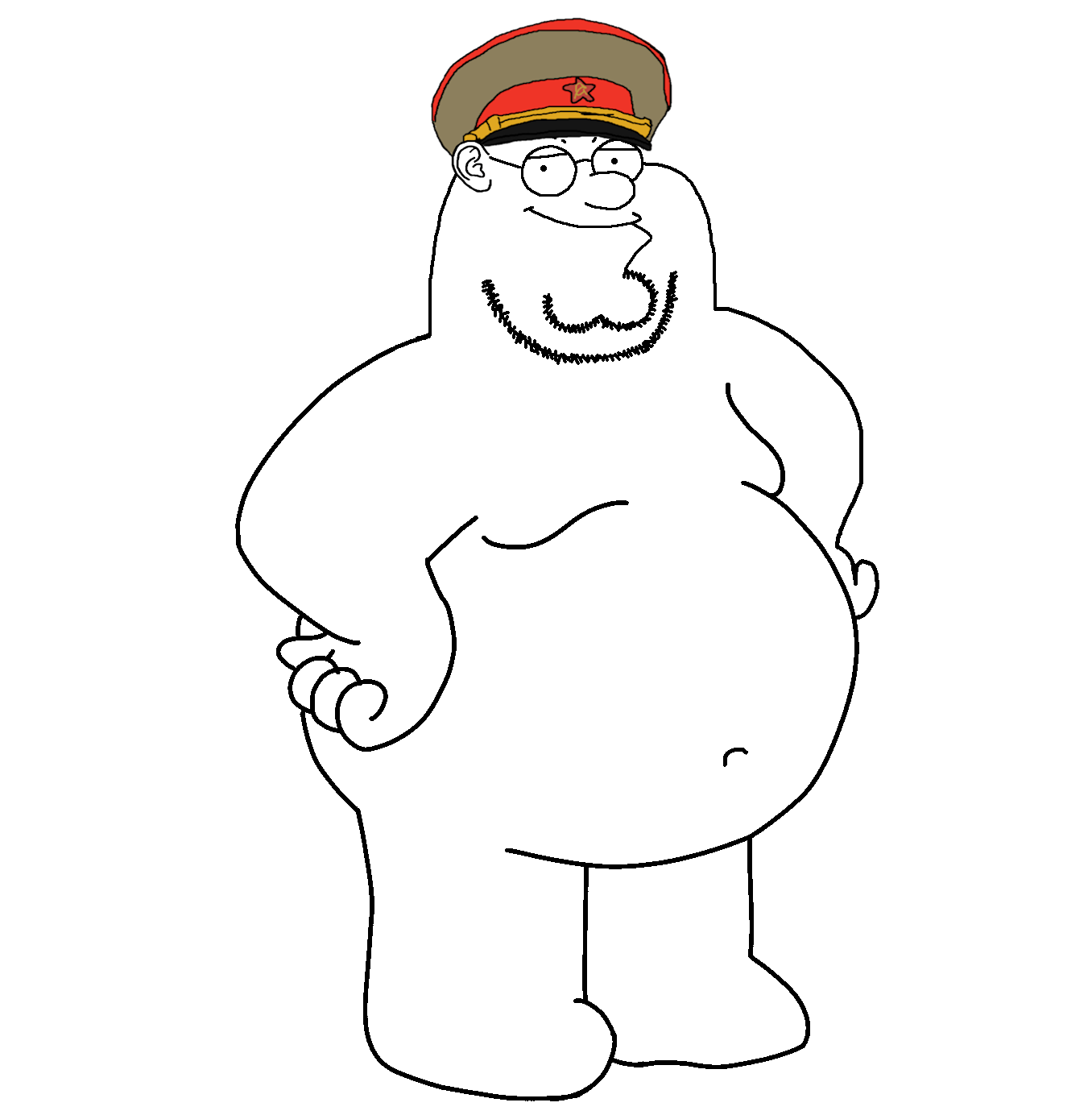 peter griffin, griffinjak, 1soyjak, bald, belly, belly button, black eyes, cap, chin, closed mouth