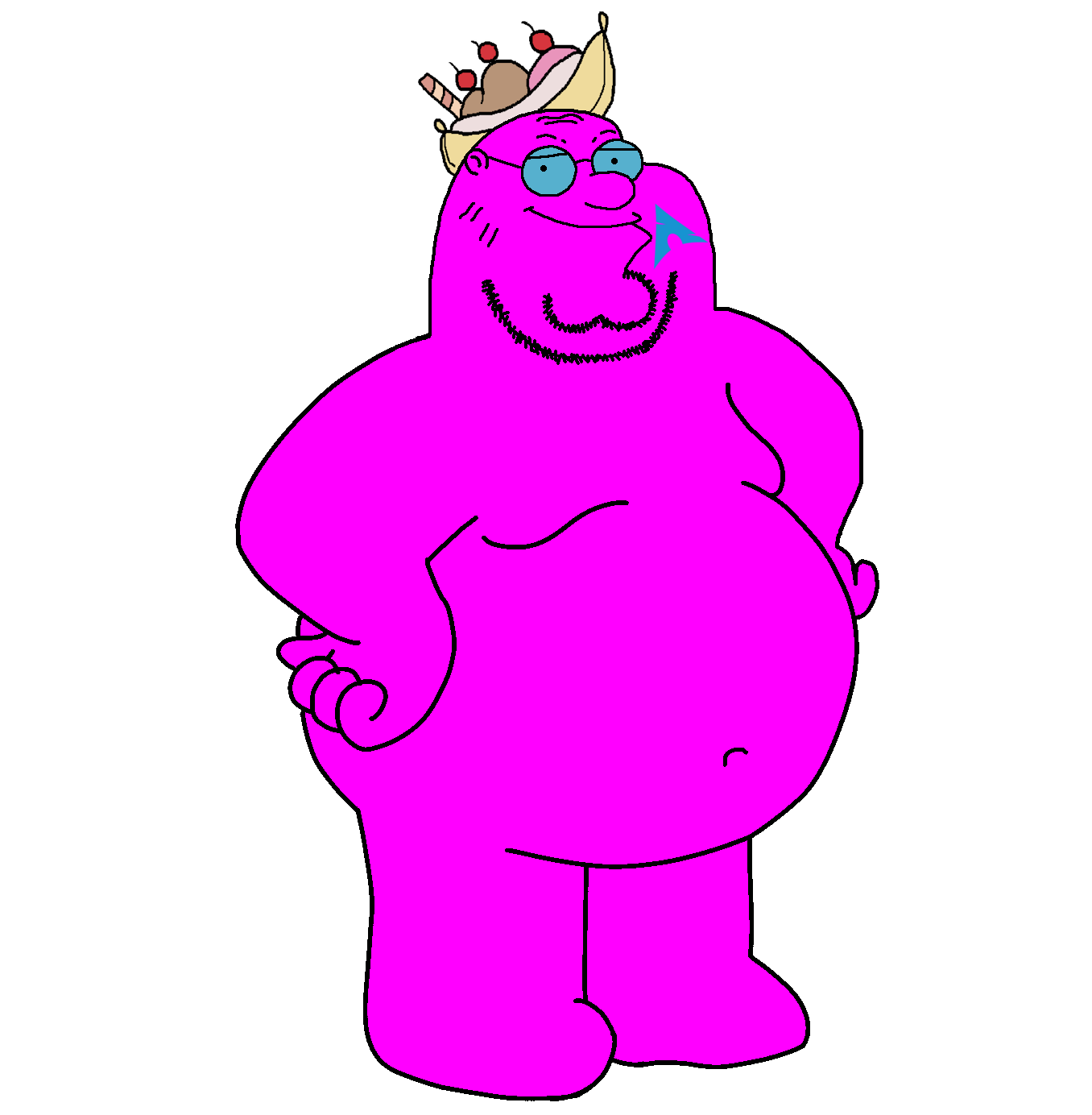 peter griffin, griffinjak, 1soyjak, arch linux, bald, banana, banana split ice cream, belly, belly button, black eyes