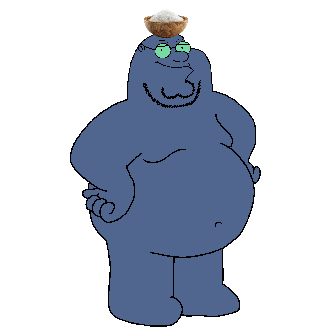 peter griffin, griffinjak, 1soyjak, bald, belly, belly button, black eyes, blue skin, chin, closed mouth