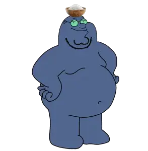 peter griffin, griffinjak, 1soyjak, bald, belly, belly button, black eyes, blue skin, chin, closed mouth
