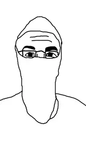 trevorjak, balaclava, bald, brown skin, clothes, face mask, front view, glasses, hair, looking at you