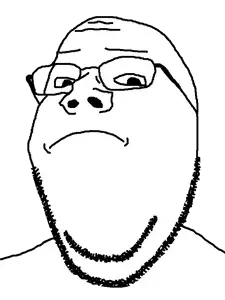 gapejak, wholesome soyjak, 1soyjak, bald, chin, closed mouth, dissapointed, double chin, glasses, looking at you
