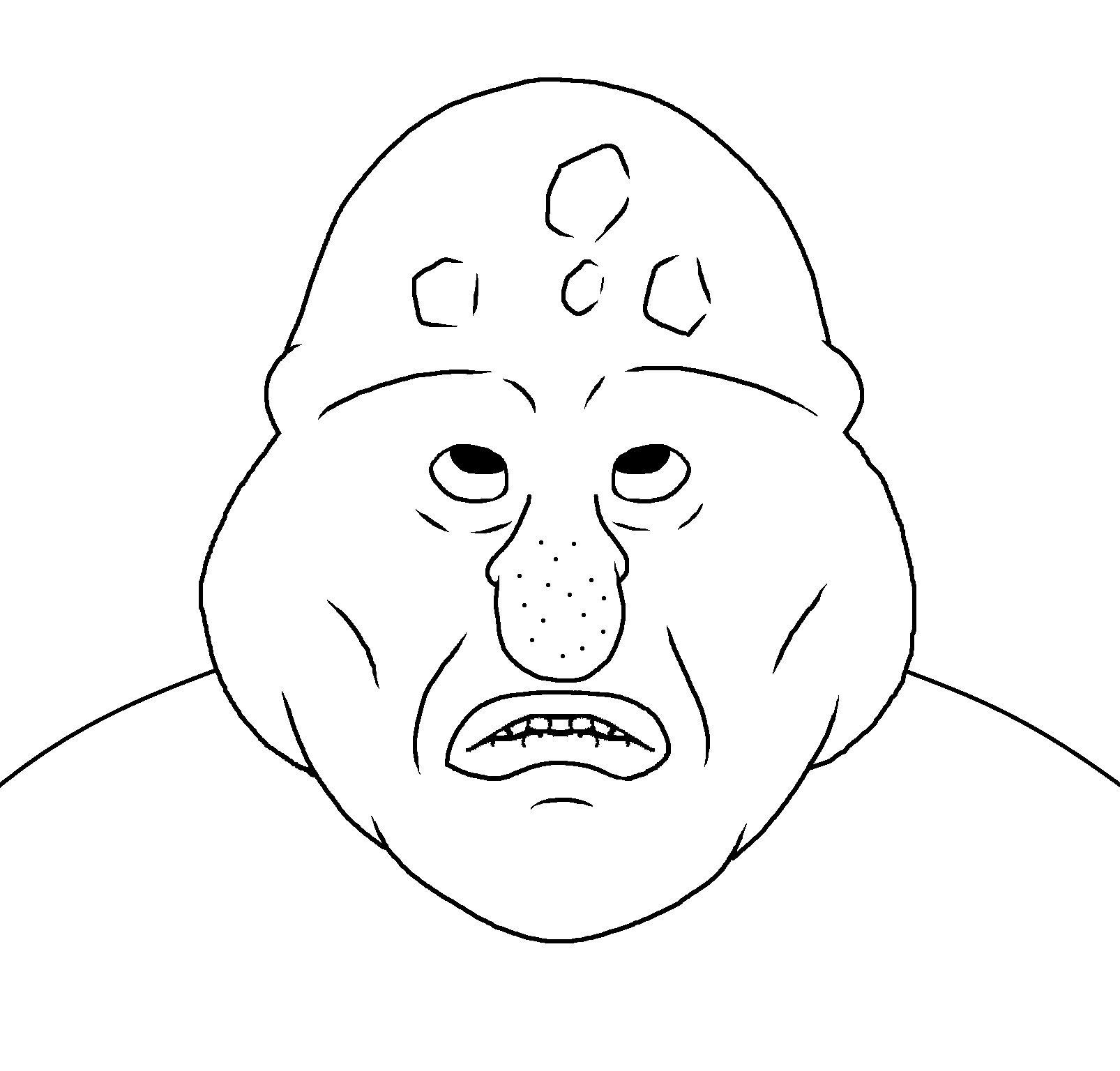 squidward tentacles, disgusting trevorcreature, horny trevorcreature, 1soyjak, bald, biting, biting lip, black eyes, closed mouth, diddy ahh blvd 💀💀💀