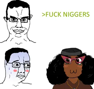 soyniqua, soytan, chudjak, chudjak front, :3, 2soyjaks, 3soyjaks, afro, black eyes, black hair