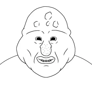 squidward tentacles, disgusting trevorcreature, horny trevorcreature, 1soyjak, bald, black eyes, faggot, fat, front view, happy