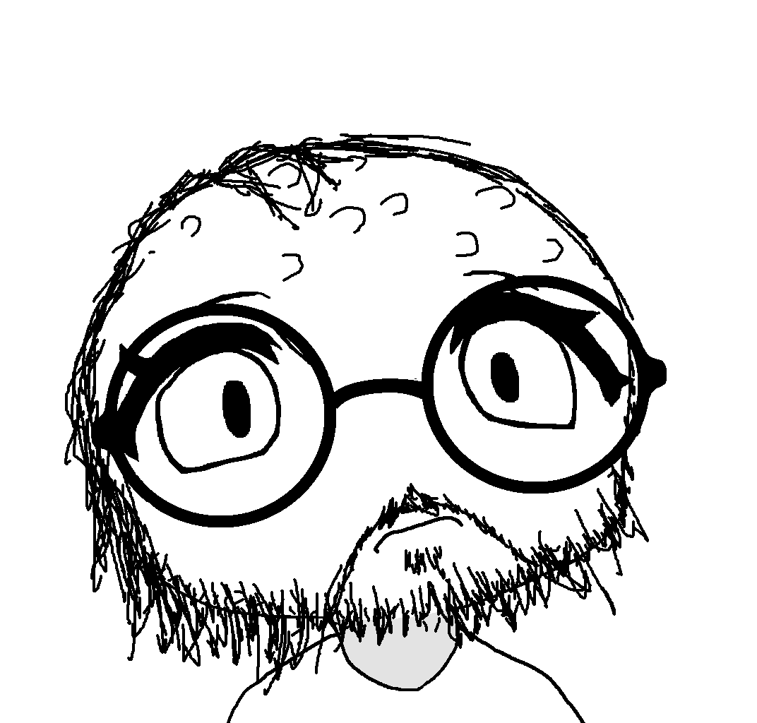 smuglet, acne, anime, balding, beard, closed mouth, eyebrows, eyes, female, front view