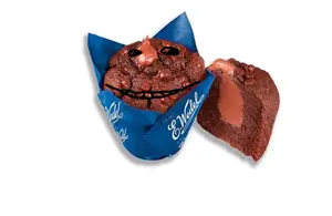 impish soyak ears, 1soyjak, bald, black eyes, brown skin, candy, chocolate, chubby, food, full body
