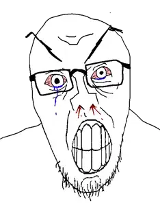 rabidjak, 1soyjak, angry, bald, blood, blood on face, bloodshot eyes, clenched teeth, crying, eyebrows