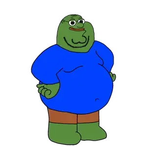pepe, griffinjak, amphibian, animal, bald, belly, big lips, black eyes, blue shirt, closed mouth