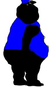 police man ganson, meximutt, 1soyjak, black eyes, black skin, blue shirt, butt, chin, closed mouth, clothes