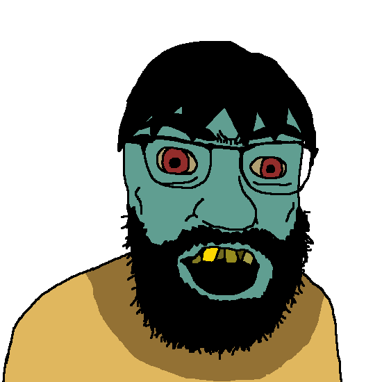 feraljak, tetojak, 1soyjak, angry, beard, black hair, glasses, green skin, hair, looking at you