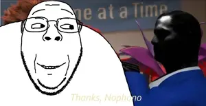 gigachad, nophono, bernd, wholesome bernd, 1soyjak, bald, black eyes, black hair, blue suit, buff