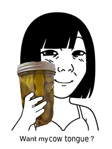kuzjak, temuchan, femjak, want to drink?, 1soyjak, arm, bikini, black eyes, black hair, bottle