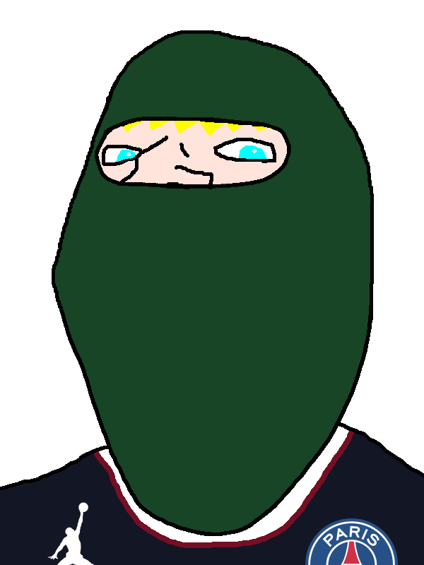 gapejak, female gapejak, aryan, femjak, a10 eyes, balaclava, blonde hair, blue eyes, female, football jersey