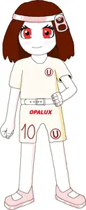 soytan, sproketan, sproketan with soccer shirts or something, belt, brown hair, clothes, female, football jersey, full body, hair