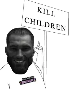 gigachad, abortion lover, abortion, fat, front view, gray eyes, gray hair, hair, half body, kill children