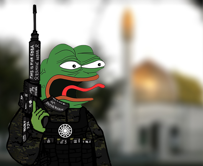 pepe, angry, bald, black eyes, camo, camo shirt, camouflage, christchurch shooting, clothes, green skin