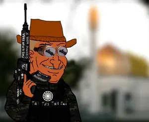 australian shitposter, camo, camo shirt, camouflage, christchurch shooting, clothes, glasses, grin, gun, hat