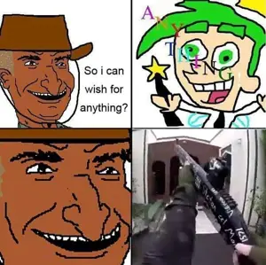 australian shitposter, 2nas, brown skin, christchurch shooting, clothes, comic, glove, gloves, grin, gun