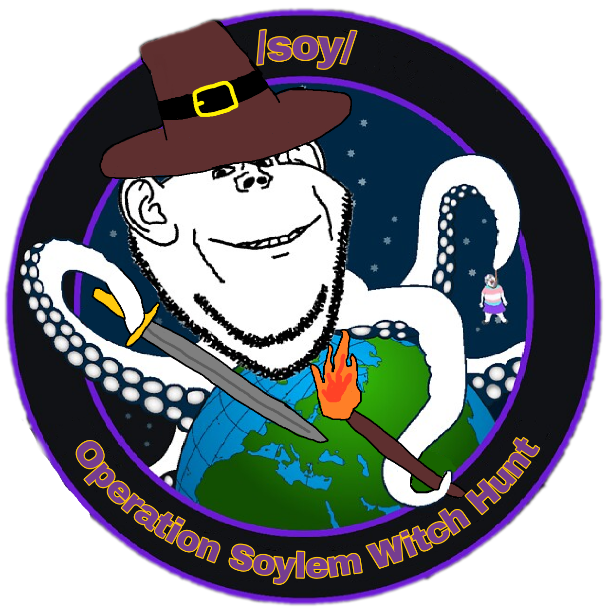 bernd, impish soyak ears, hanging troonjak, troonjak, 2soyjaks, ack, badge, bald, clothes, emblem