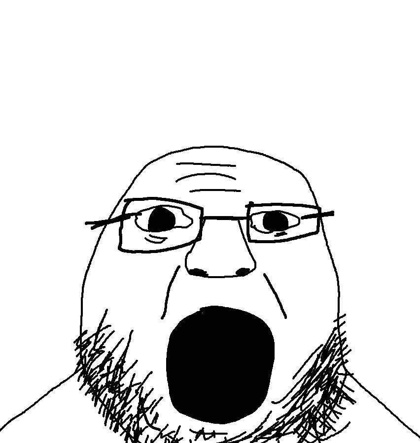 zonky, unknown, 1soyjak, bald, black eyes, eyes, face, forehead lines, front view, glasses
