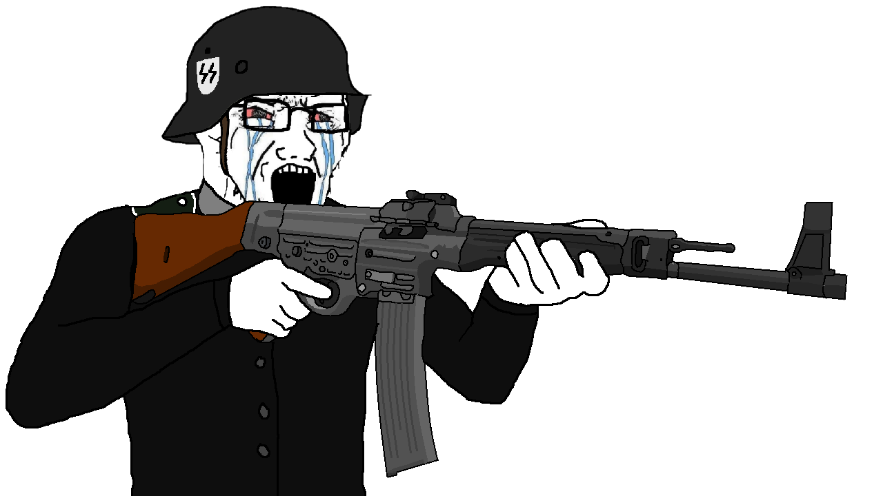soyak, soyak (crying), 1soyjak, angry, arm, assault rifle, bald, clothes, crying, firearm
