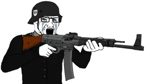 soyak, soyak (crying), 1soyjak, angry, arm, assault rifle, bald, clothes, crying, firearm