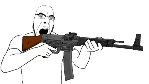 cobson, 1soyjak, angry, arm, assault rifle, clothes, firearm, germany, glasses, gun