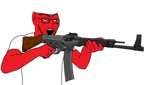 soyak, 1soyjak, angry, arm, assault rifle, big eyebrows, black eyes, clothes, eye roll, firearm