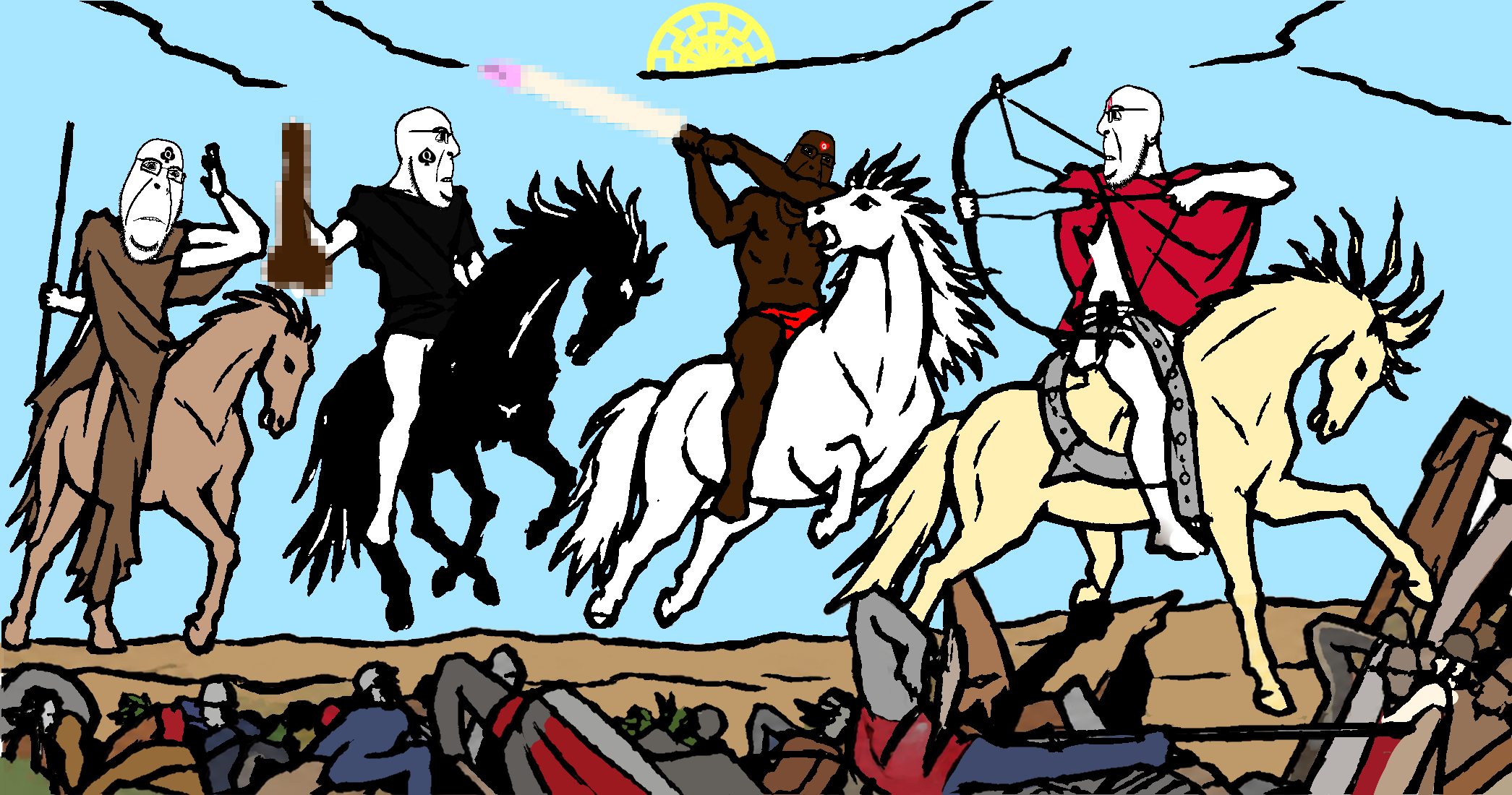 cobson, heartson, spadeson, 4 horsemen, 4soyjaks, animal, bald, bbc, biting lip, black eyes