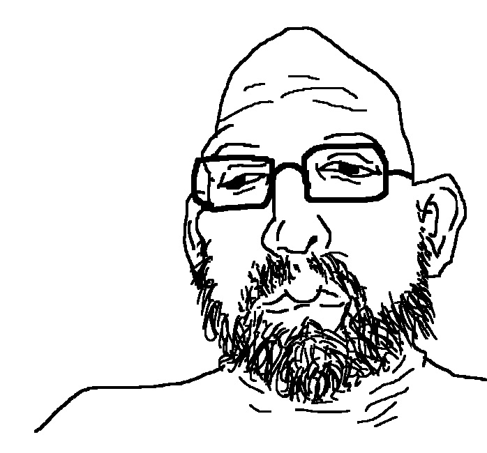 unknown, 1soyjak, bald, beard, black eyes, closed mouth, ears, forehead lines, glasses, mustache