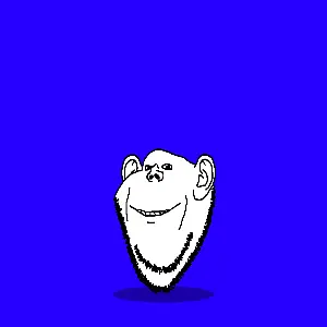 impish soyak ears, 1soyjak, 3dgifmaker, black eyes, blue background, ear, ears, head, im sorry im too lazy to tag every stupid shit here, looking at you